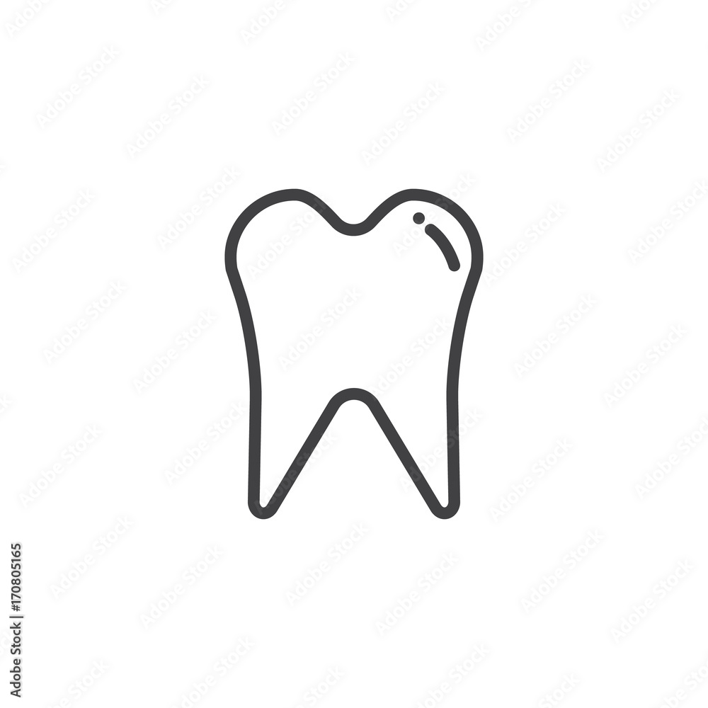 Tooth line icon, outline vector sign, linear style pictogram isolated on white. Stomatology symbol, logo illustration. Editable stroke Tooth line icon, outline vector sign, linear style pictogram isolated on white. Stomatology symbol, logo illustration. Editable stroke