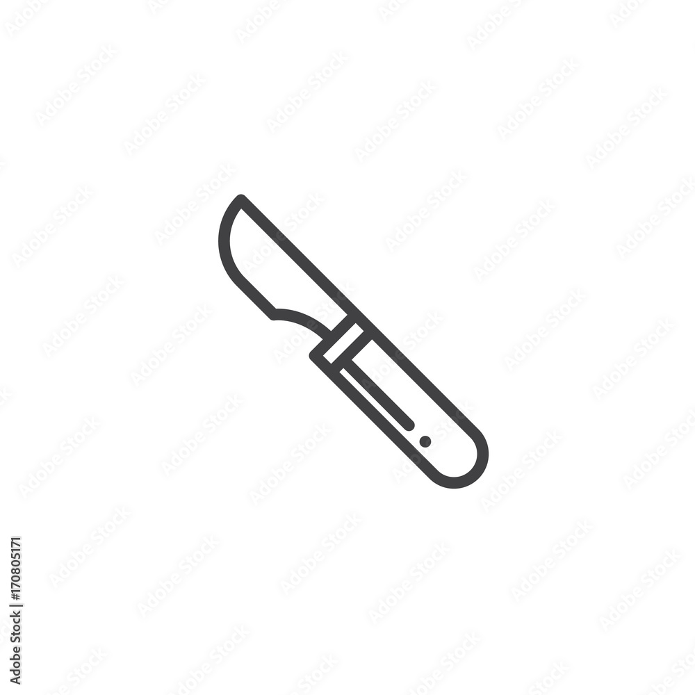 Surgical scalpel line icon, outline vector sign, linear style pictogram isolated on white. Symbol, logo illustration. Editable stroke Surgical scalpel line icon, outline vector sign, linear style pictogram isolated on white. Symbol, logo illustration. Editable stroke