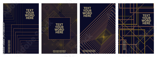 Set of 4 minimal geometric graphic covers design. Simple poster template in formal tone. photo