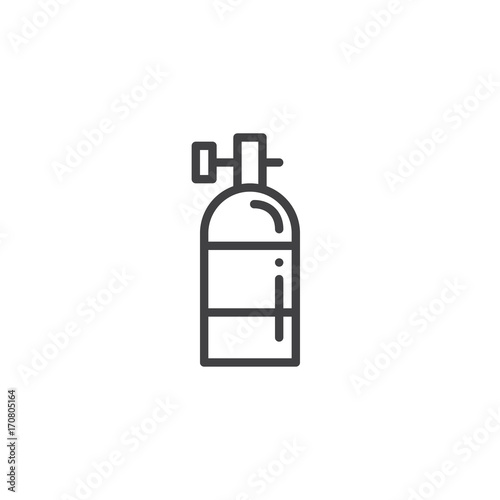Oxygen tank line icon, outline vector sign, linear style pictogram isolated on white. Symbol, logo illustration. Editable stroke