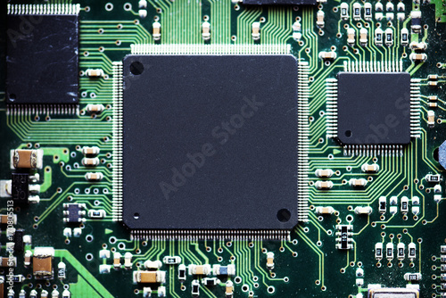 Closeup of electronics circuit board
