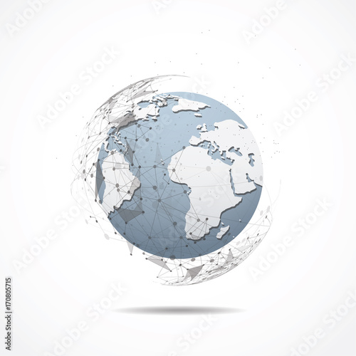 Business global network connection. World map point and line composition concept of global business. Vector Illustration