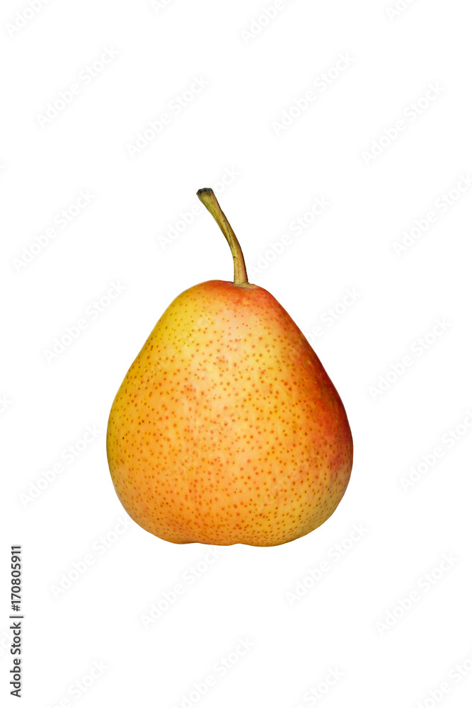 Fresh ripe yellow and red pear isolated on white background