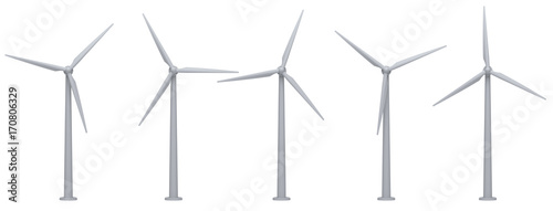 Fotografie, Obraz wind turbines isolated on white background