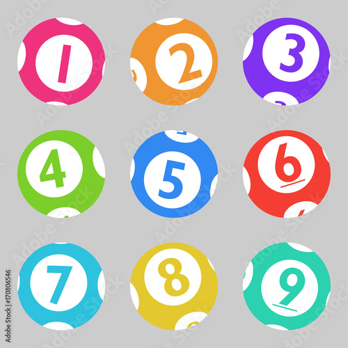Vector Bingo / Lottery Number Balls From 1 to 9 Set