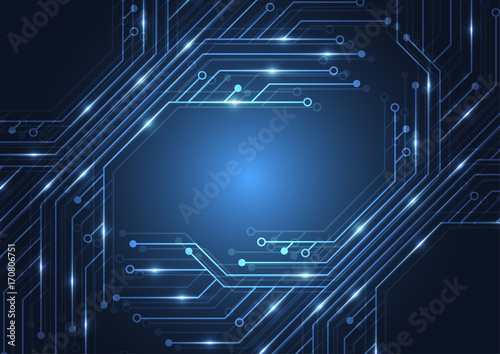 Abstract background with technology circuit board texture. Electronic motherboard illustration. Communication and engineering concept. Vector illustration