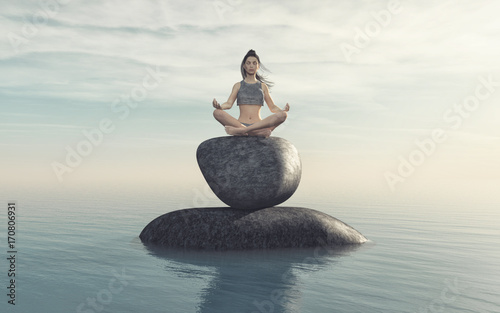 The woman practicing yoga
