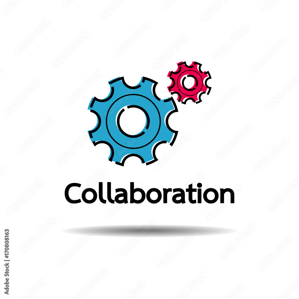 Collaboration concept. Technical of gears. Flat Design creative icon on white background. Vector illustration Collaboration concept. Technical of gears. Flat Design creative icon on white background. Vector illustration
