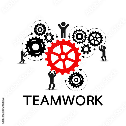 Teamwork graphic design. Gears wheels over white background. Creative concept. Vector illustration