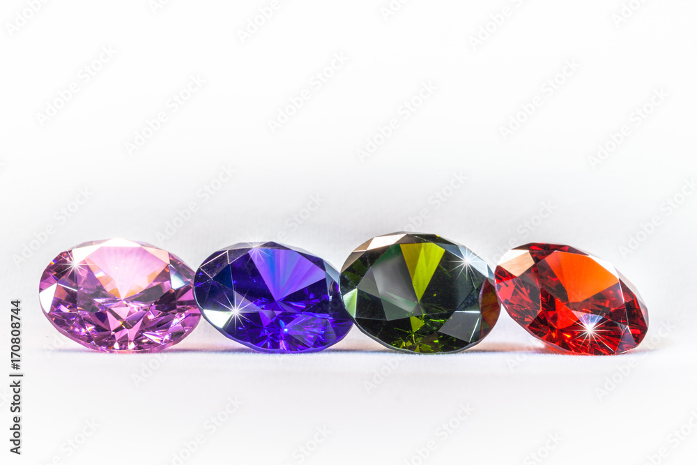 Fototapeta premium colorful gems on white background