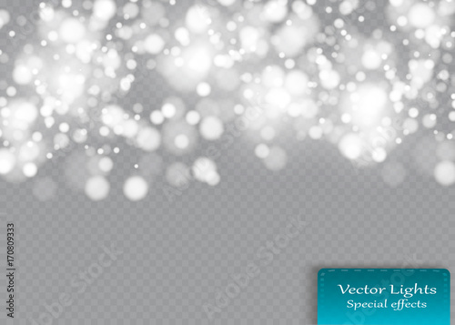 Shining bokeh isolated on transparent background. Christmas concept