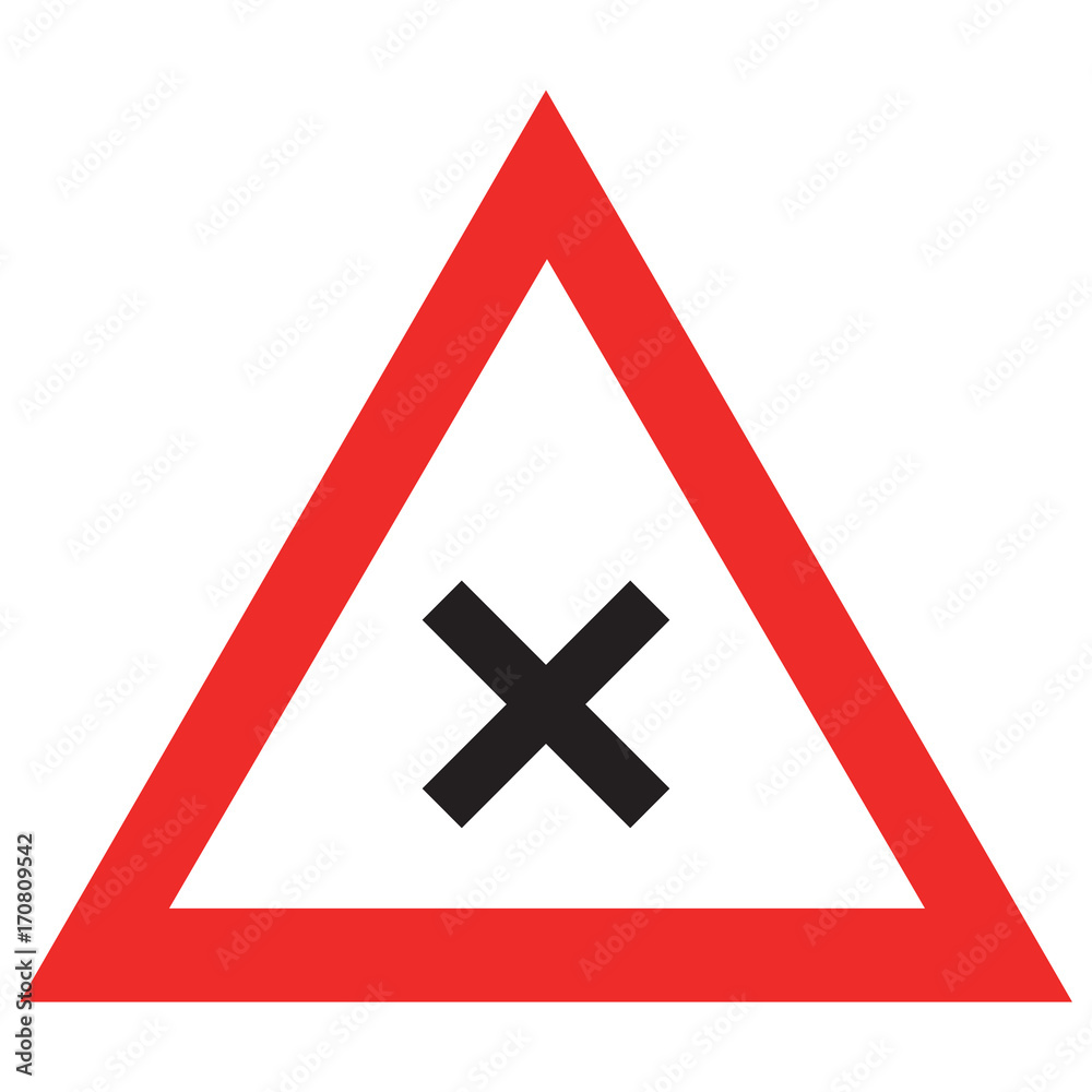 Triangular crossroads road sign Triangular crossroads road sign