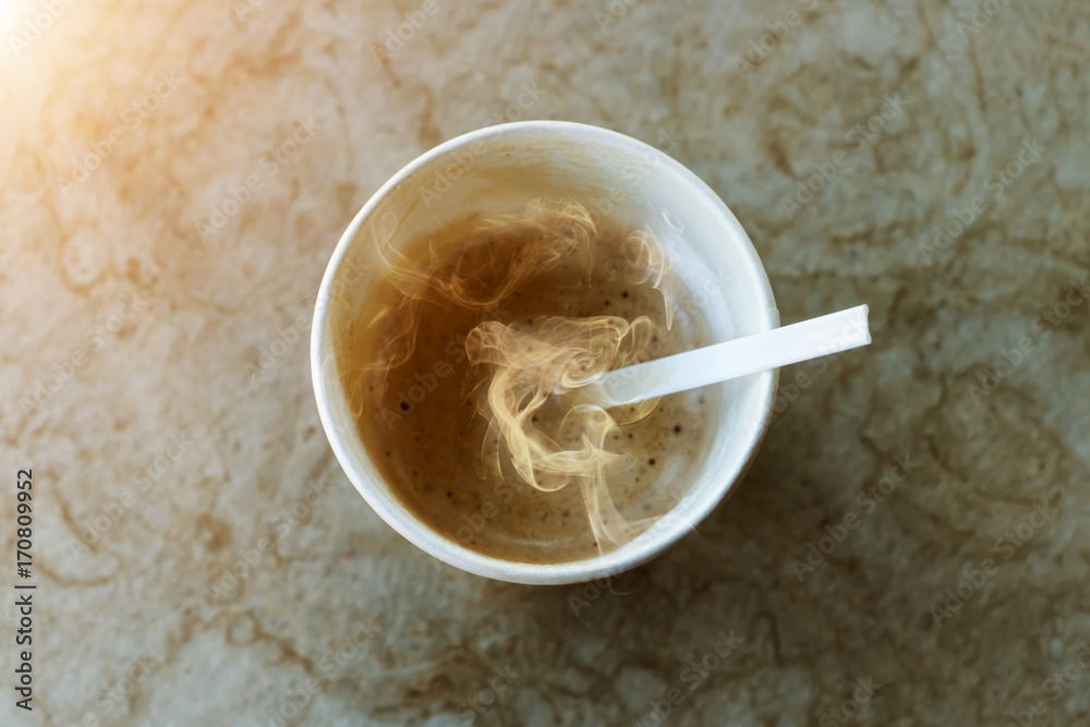 Morning coffee in paper glass. Morning coffee in paper glass.