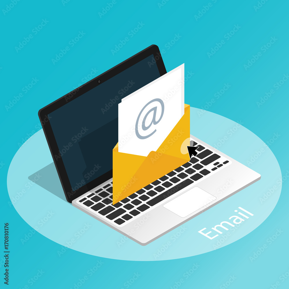 Fotografie isometric Email laptop simple vector