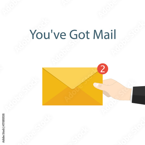 You've got mail,hand hold mail notifications vector