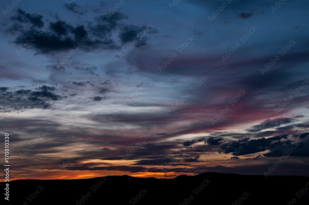 Majestic sunset in the mountains landscape