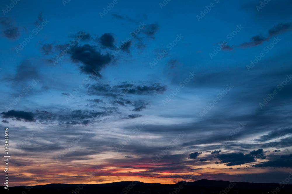 Majestic sunset in the mountains landscape