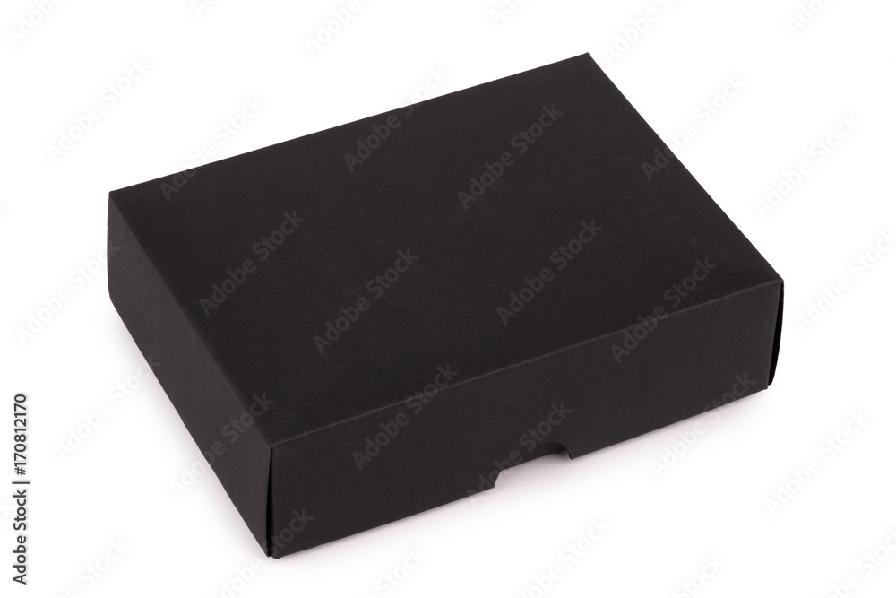 Cardboard black box isolated on a white background
