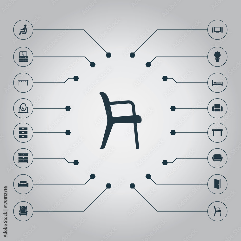 Vector Illustration Set Of Simple Furnishings Icons. Elements Divan