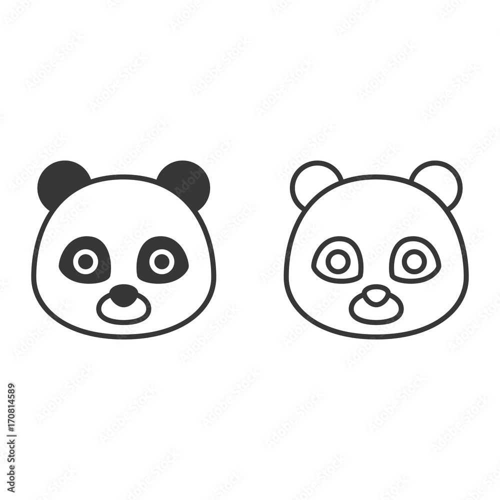 panda outline and silhouette icon