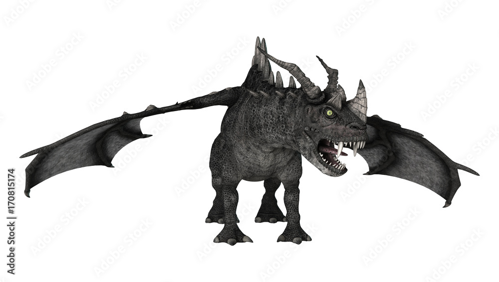 Fototapeta premium 3D Rendering Fantasy Dragon on White