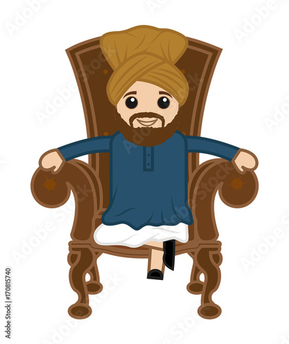 Happy Cartoon singh ing Sardar Sitting on Sofa