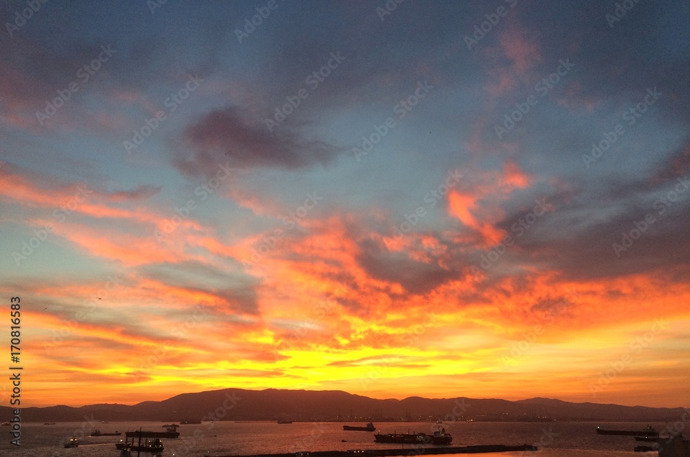 Coucher de soleil sur le détroit de Gibraltar