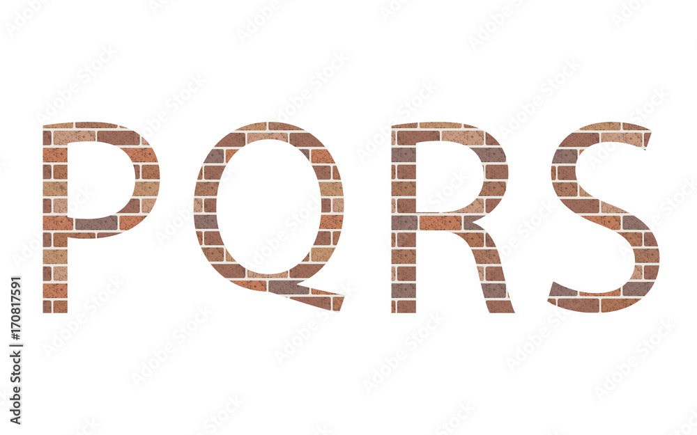 Fototapeta premium Letters PQRS in bricks, vector