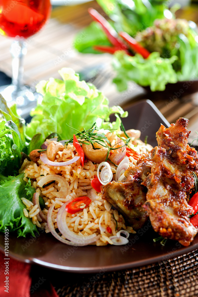 Fried rice with chili paste. Fried rice with chili paste.
