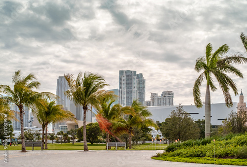 view on downtown Miami in a cloudy and windy day.