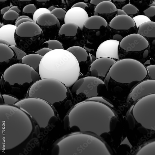 Black and white balls background. 3D Rendering.