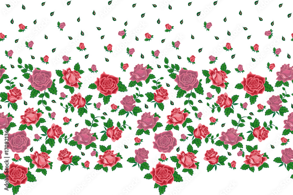 custom made wallpaper toronto digitalSeamless border pattern of pink and red roses and buds
