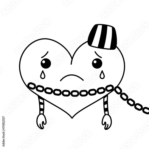 Vector drawing heart on a chain.