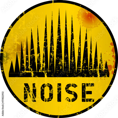 noise warning sign,noise peak diagram, grungy style, vector 