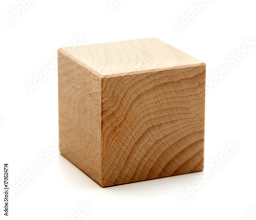 wooden geometric shapes cube  isolated on a white © arbalest