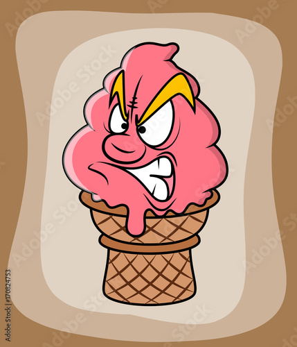 Angry Cartoon Ice Cream Vector