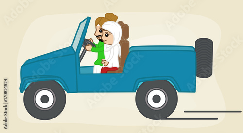 Cartoon People Traveling in Car photo