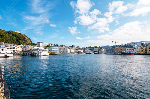  Cruise ships in harbor Alesund city. Norway