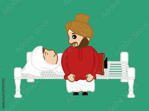 Cartoon Man Sitting and Woman Sleeping photo