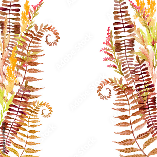 Watercolor autumn meadow herbs card