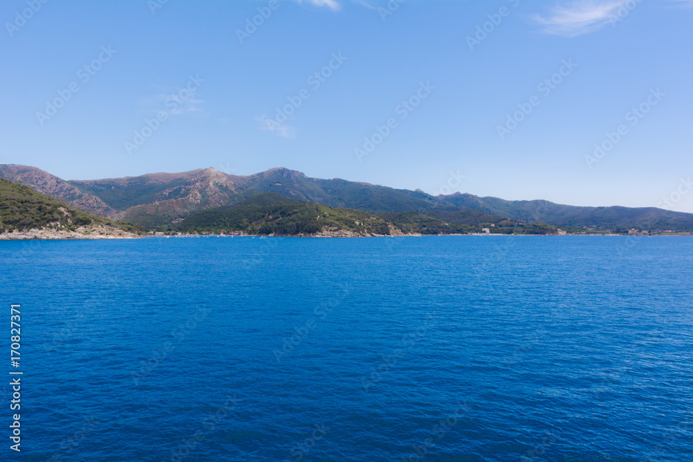 View of the sea and Elba Island View of the sea and Elba Island