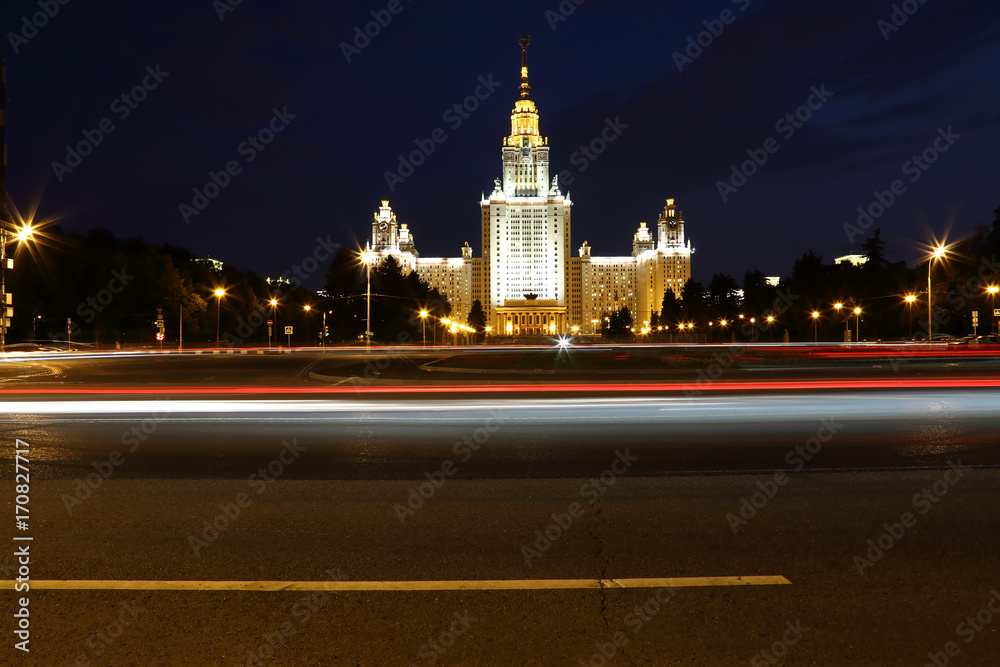 Moscow university night view