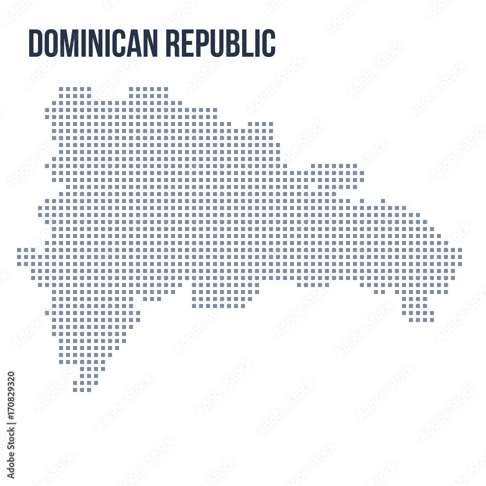 Vector pixel map of Dominican Republic isolated on white background
