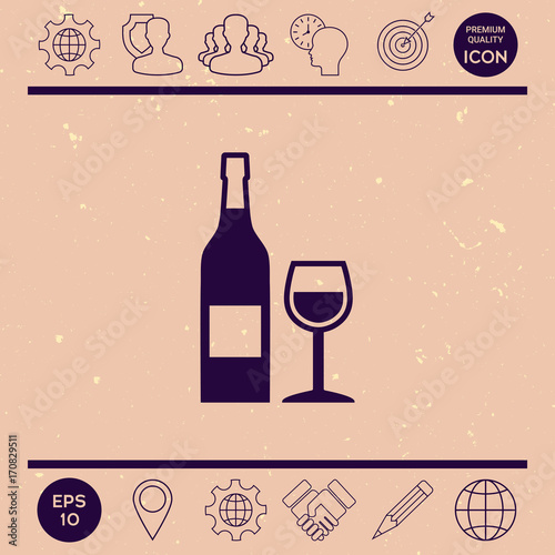Bottle of wine and wineglass icon