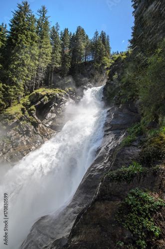 Impressive view on the krimml waterfalls in austria (Krimmler Wasserfälle)