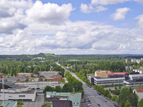 View over town of Seinäjoki in Finland. Green urban landscape. photo