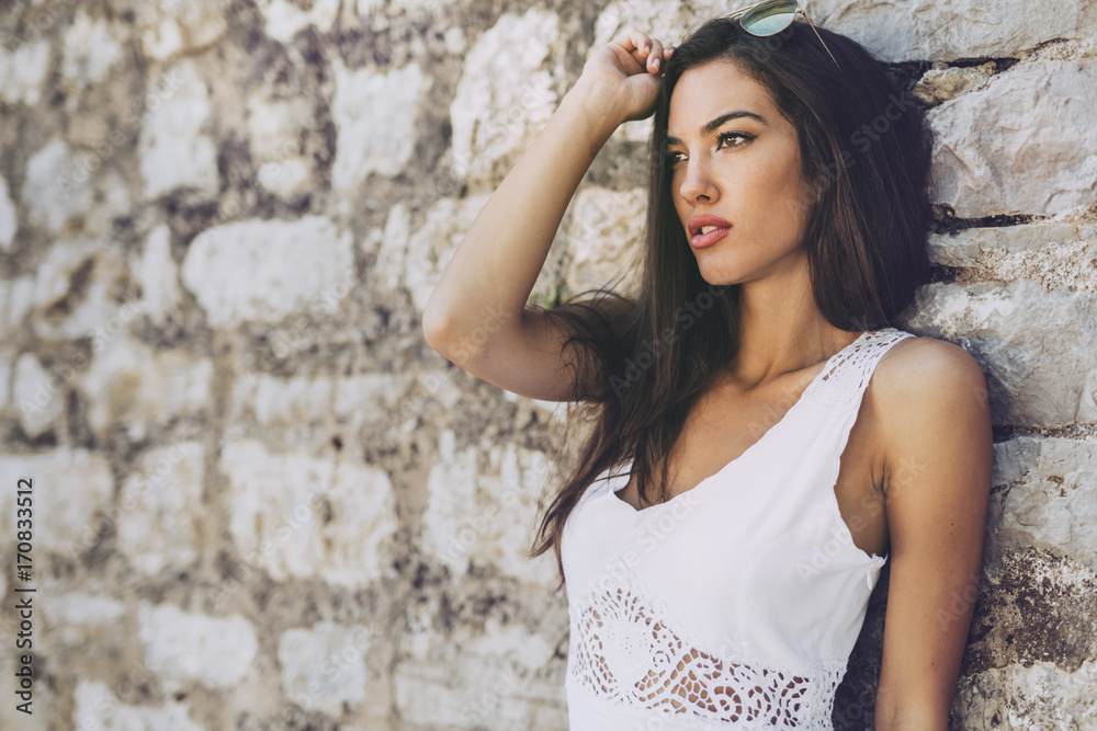 Gorgeous female model posing outdoors Gorgeous female model posing outdoors