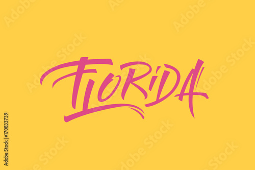 Florida USA State Word Logo Hand Painted Brush Lettering Calligraphy Logo Template
