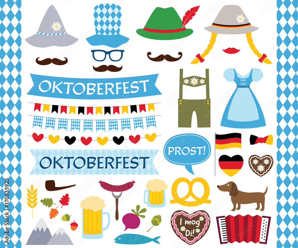 Oktoberfest design elements and photo booth props Stock Vector | Adobe ...