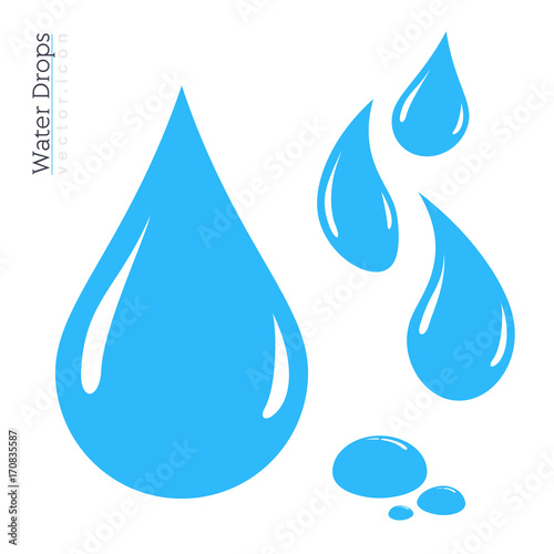 Water Drop Icon Set. Vector Raindrop Silhouette
